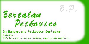 bertalan petkovics business card